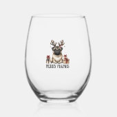 Merry Pugmas Merry Christmas Funny Pug Dog Wijnglas Zonder Voet (Voorkant)