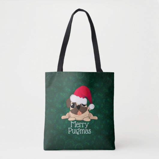 Merry PUGmas Print Canvas tas (Voorkant)