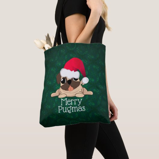 Merry PUGmas Print Canvas tas (Dichtbij)