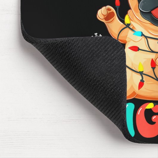 Merry Pugmas Pug Christmas Santa Pug Xmas Lights D Muismat (Hoek)