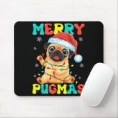 Merry Pugmas Pug Christmas Santa Pug Xmas Lights D Muismat (Met muis)