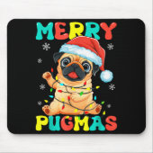 Merry Pugmas Pug Christmas Santa Pug Xmas Lights D Muismat (Voorkant)