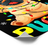 Merry Pugmas Pug Christmas Santa Pug Xmas Lights D Poster (Hoek)