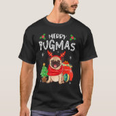 Merry Pugmas Pug Dog Kerstmis Funny T-shirt (Voorkant)