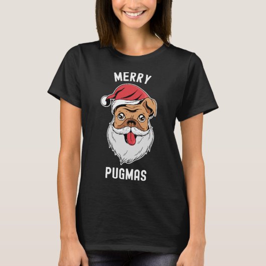 Merry Pugmas Pug met Santa Hat Classic T-Shirt 85 (Voorkant)