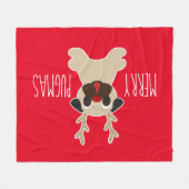 Merry Pugmas Pug Reindeer Fleece Deken (Voorkant (Horizontaal))