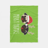 Merry Pugmas Pug Santa Pug Reindeer Fleece Blanket (Voorkant)