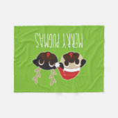 Merry Pugmas Pug Santa Pug Reindeer Fleece Blanket Deken (Voorkant (Horizontaal))
