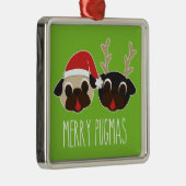 Merry Pugmas Pug Santa Reindeer Ornament (Rechts)
