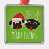 Merry Pugmas Pug Santa Reindeer Ornament (Voorkant)