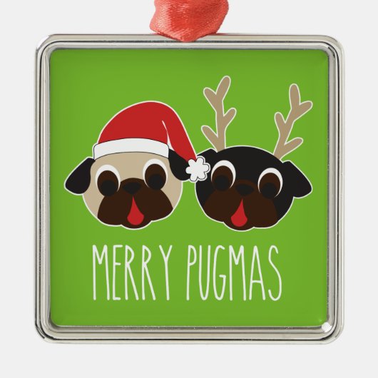 Merry Pugmas Pug Santa Reindeer Ornament (Voorkant)