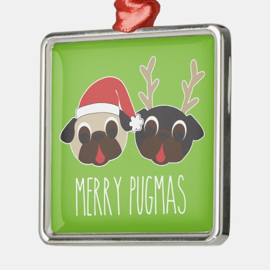 Merry Pugmas Pug Santa Reindeer Ornament (Links)