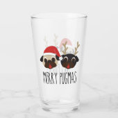 Merry Pugmas Pug Santa & Reindester Glas (Achterkant)
