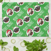 Merry Pugmas Santa Reindeer Pugs Pattern Theedoek (Gevouwen)