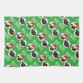 Merry Pugmas Santa Reindeer Pugs Pattern Theedoek (Horizontaal)
