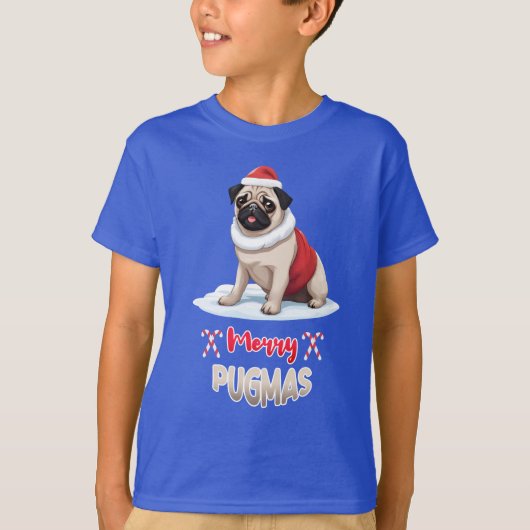 Merry Pugmas Schattige Baby Pet Lover Santa Dog T-shirt (Voorkant)
