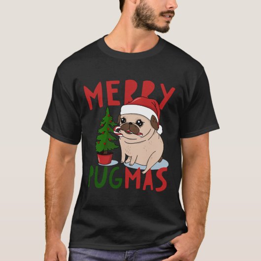 Merry Pugmas Schattige Christmas Pug Classic T-shi T-shirt (Voorkant)