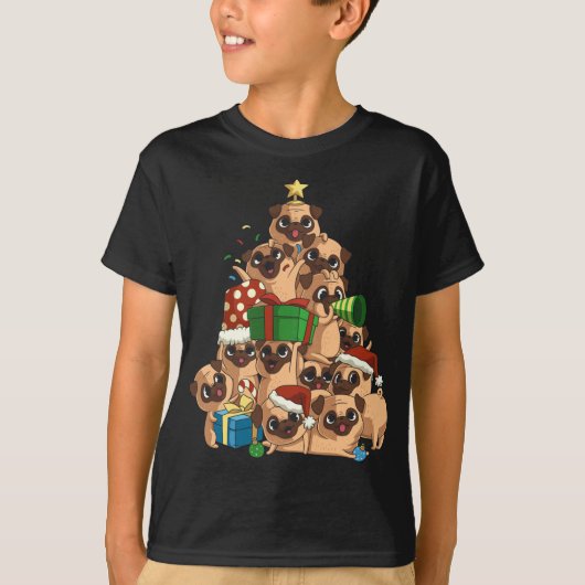 Merry Pugmas Tree Pug Christmas Pug T-shirt (Voorkant)