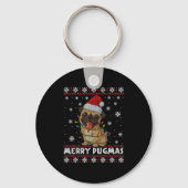 Merry Pugmas Ugly Christmas Sweater Cute Pug Dog  Sleutelhanger (Voorkant)