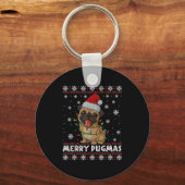 Merry Pugmas Ugly Christmas Sweater Cute Pug Dog  Sleutelhanger (Voorkant)