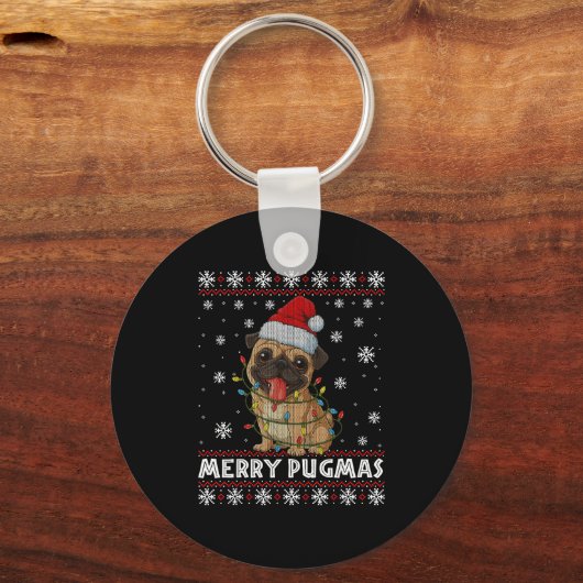 Merry Pugmas Ugly Christmas Sweater Cute Pug Dog  Sleutelhanger (Voorkant)