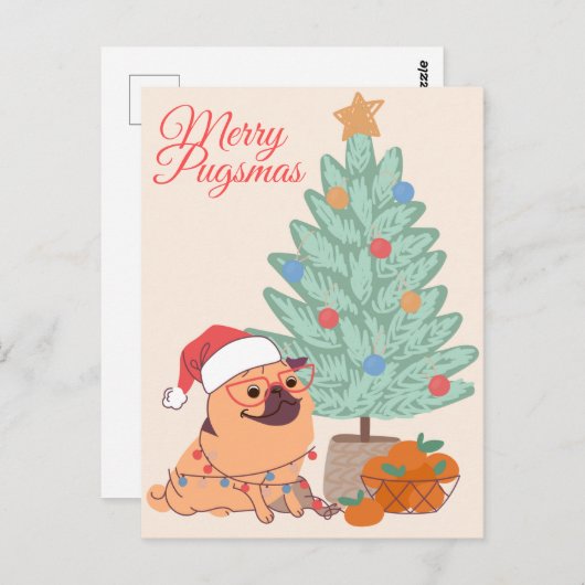 Merry Pugsmas Briefkaart (Voorkant / Achterkant)