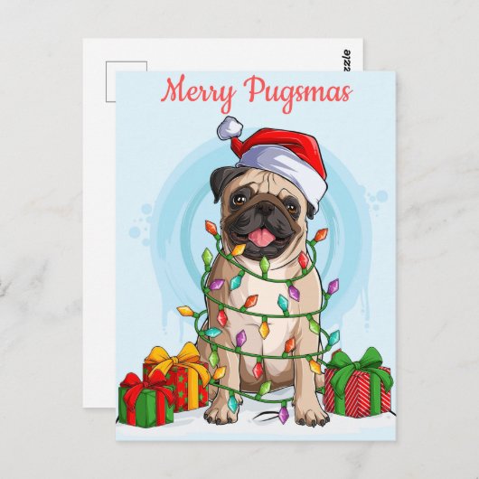 Merry Pugsmas Briefkaart (Voorkant / Achterkant)