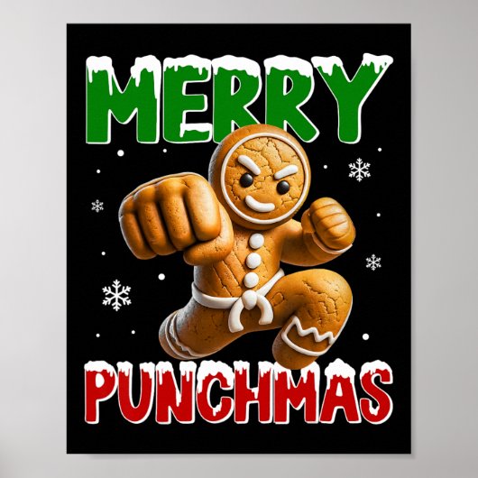 Merry Punchmas Taekwondo Karate Gingerbread Man Ma Poster (Voorkant)