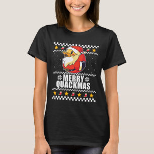 Merry Quackmas Christmas Duck Santa Claus Meme T-shirt