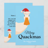 Merry Quackmas Kerst grappig schattig Eend Feestdagenkaart (Voorkant / Achterkant)