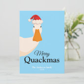 Merry Quackmas Kerst grappig schattig Eend Feestdagenkaart (Staand voorkant)