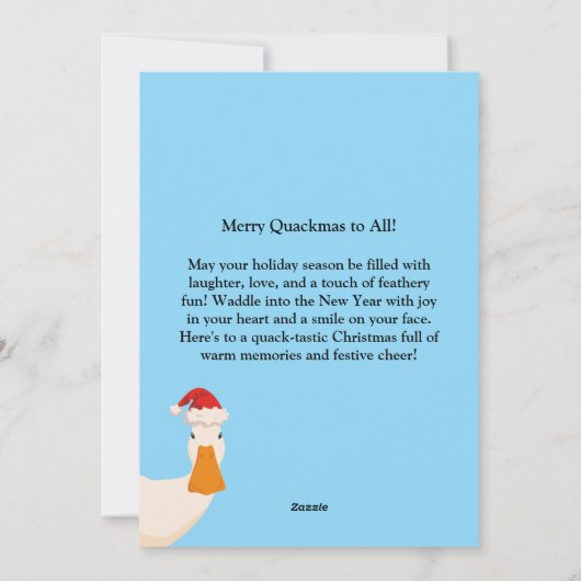 Merry Quackmas Kerst grappig schattig Eend Feestdagenkaart (Achterkant)