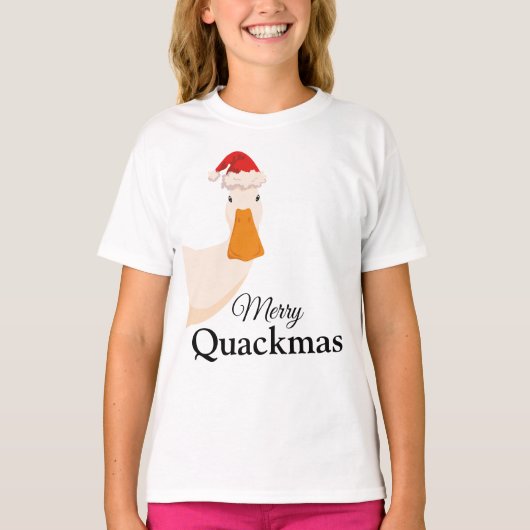 Merry Quackmas Kerst Grappige cartoon Cool Duck T-shirt (Voorkant)