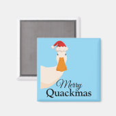 Merry Quackmas Kerst Grappige cartoon Eend Magneet (Voorkant / Achterkant)