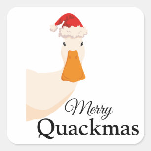Merry Quackmas Kerst Grappige cartoon Eend Vierkante Sticker
