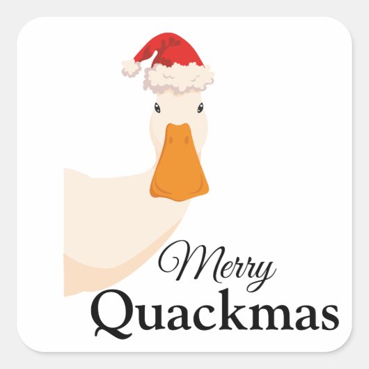 Merry Quackmas Kerst Grappige cartoon Eend Vierkante Sticker (Voorkant)