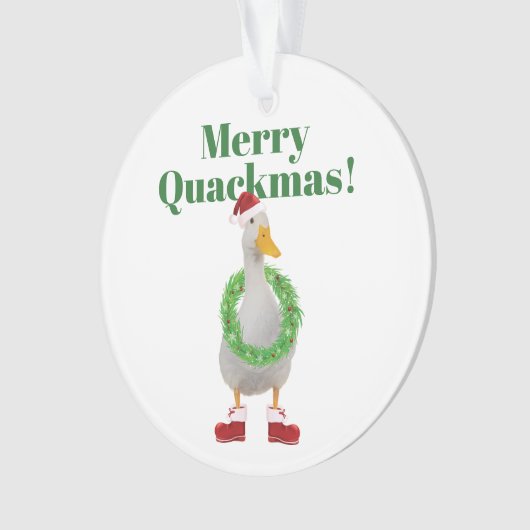 Merry Quackmas Santa Duck Acrylic Ornament (voorkant)