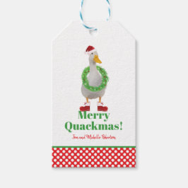 Merry Quackmas Santa Duck Cadeaulabel