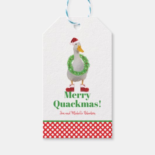 Merry Quackmas Santa Duck Cadeaulabel (Voorkant)