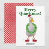 Merry Quackmas Santa Duck Flat Holiday-kaart Feestdagenkaart (Voorkant / Achterkant)
