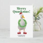 Merry Quackmas Santa Duck Flat Holiday-kaart Feestdagenkaart (Staand voorkant)