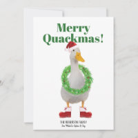 Merry Quackmas Santa Duck Flat Holiday-kaart