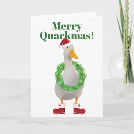 Merry Quackmas Santa Duck Gevouwen Vakantie Kaart (Voorkant)