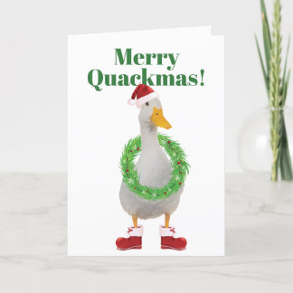 Merry Quackmas Santa Duck Gevouwen Vakantie Kaart