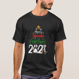 Merry Quarantine Cat Family Kerstmis 2021 T-shirt