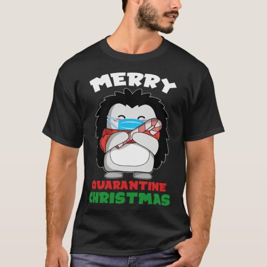 Merry Quarantine Christmas 2020 Hedgehog Santa T-shirt (Voorkant)