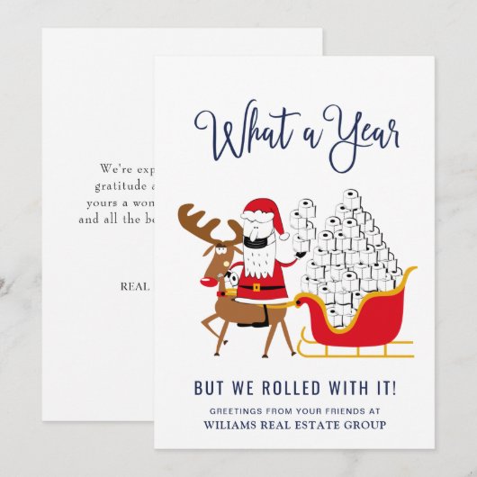 Merry Quarantine kerst Deer Buffalo Corporate Feestdagenkaart (Voorkant / Achterkant)