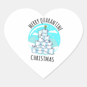 Merry Quarantine kerstboompapier Toilet Paper Hart Sticker