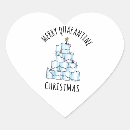 Merry Quarantine kerstboompapier Toilet Paper Hart Sticker (Voorkant)