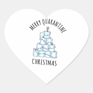 Merry Quarantine kerstboompapier Toilet Paper Hart Sticker